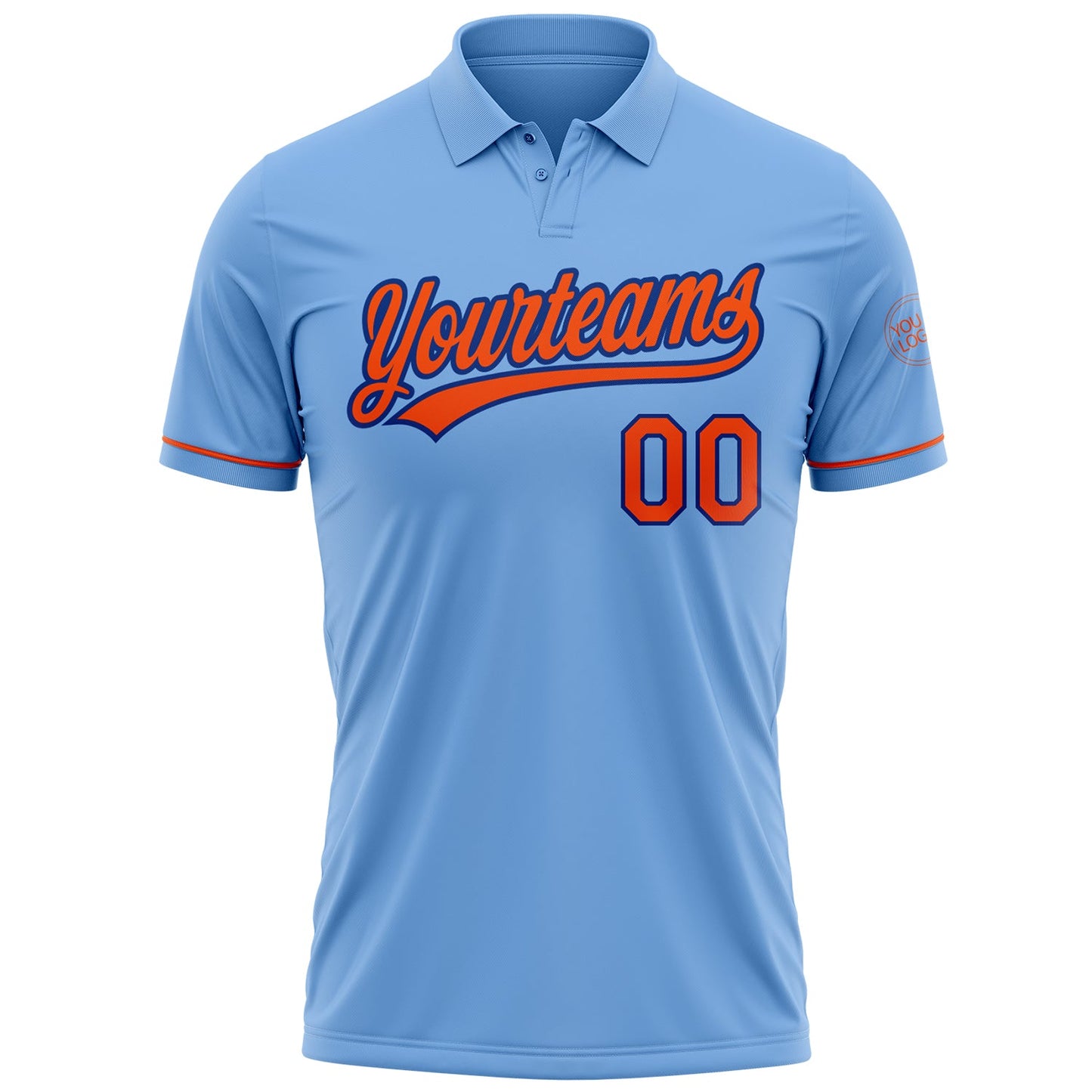 Custom Light Blue Orange-Royal Performance Vapor Golf Polo Shirt