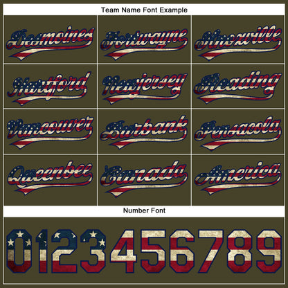 Custom Olive Vintage USA Flag-Navy Performance Vapor Salute To Service Golf Polo Shirt