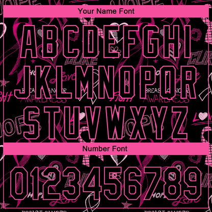 Custom Black Pink 3D Pattern Design Pink Ribbon Breast Cancer Awareness Month Women Health Care Support Performance Golf Polo Shirt
