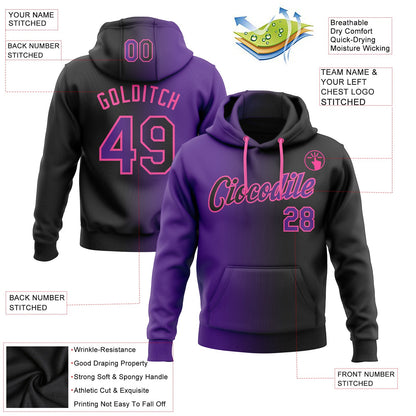 Custom Stitched Black Purple-Pink Gradient Fashion Sports Pullover Sweatshirt Hoodie