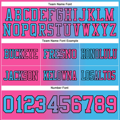 Custom Sky Blue Pink-Black Authentic Gradient Fashion Football Jersey