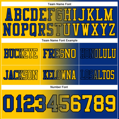 Custom Royal Yellow-Black Authentic Gradient Fashion Football Jersey