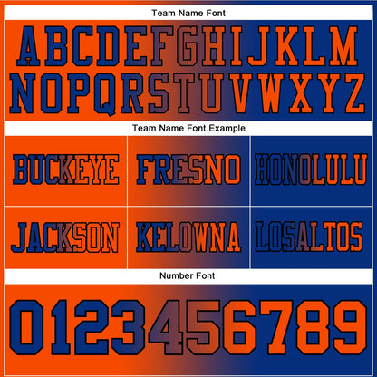 Custom Royal Orange-Black Authentic Gradient Fashion Football Jersey