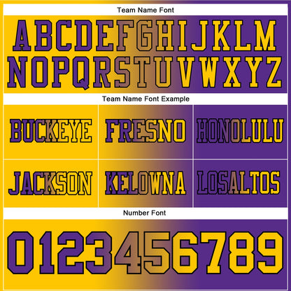 Custom Purple Yellow-Black Authentic Gradient Fashion Football Jersey