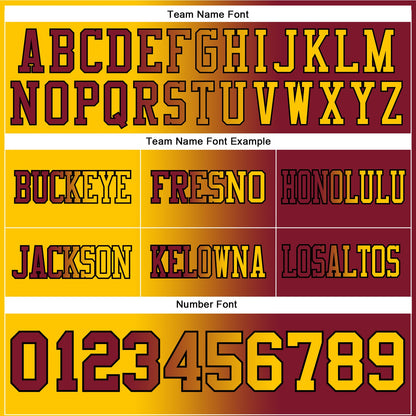 Custom Crimson Yellow-Black Authentic Gradient Fashion Football Jersey