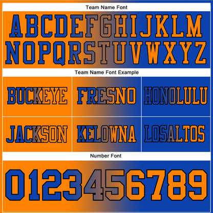 Custom Thunder Blue Bay Orange-Black Authentic Gradient Fashion Football Jersey