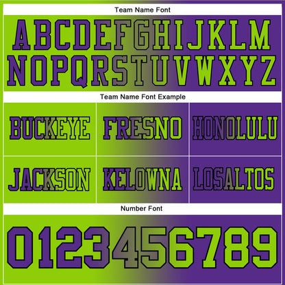 Custom Purple Neon Green-Black Authentic Gradient Fashion Football Jersey