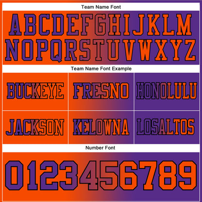 Custom Purple Orange-Black Authentic Gradient Fashion Football Jersey