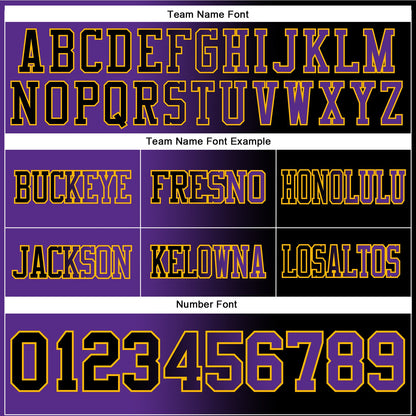 Custom Black Purple-Gold Authentic Gradient Fashion Football Jersey