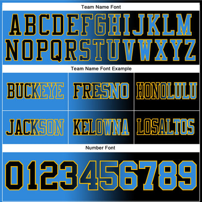 Custom Black Powder Blue-Gold Authentic Gradient Fashion Football Jersey