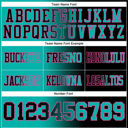 Custom Black Aqua-Pink Authentic Gradient Fashion Football Jersey