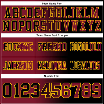 Custom Black Crimson-Gold Authentic Gradient Fashion Football Jersey