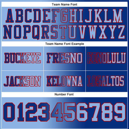 Custom Royal Light Blue-Red Authentic Gradient Fashion Football Jersey