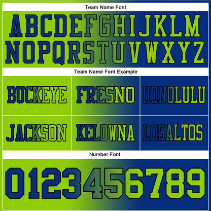 Custom Royal Neon Green-Black Authentic Gradient Fashion Football Jersey