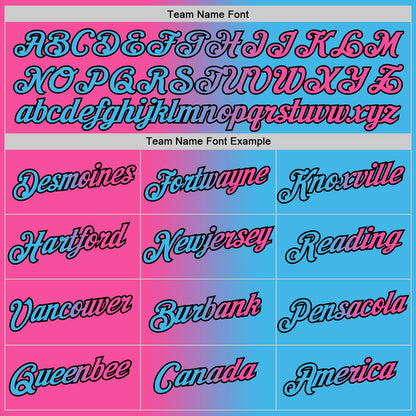 Custom Sky Blue Pink-Black Gradient Fashion Performance T-Shirt