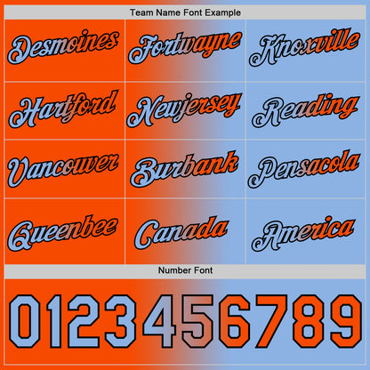 Custom Light Blue Orange-Black Gradient Fashion Performance T-Shirt
