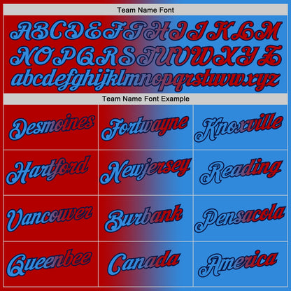Custom Powder Blue Red-Navy Gradient Fashion Performance T-Shirt
