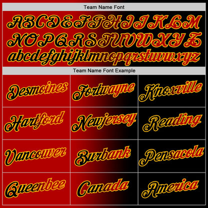 Custom Black Red-Gold Gradient Fashion Performance T-Shirt