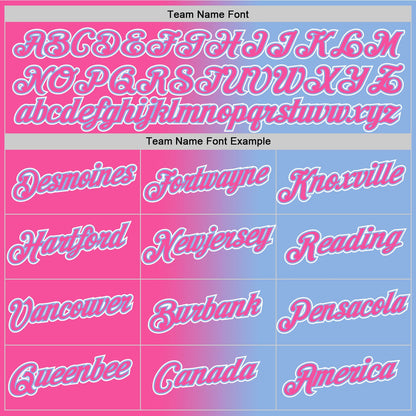 Custom Light Blue Pink-White Gradient Fashion Performance T-Shirt