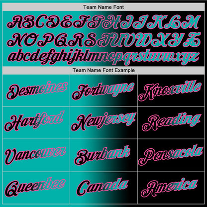 Custom Black Aqua-Pink Gradient Fashion Performance T-Shirt