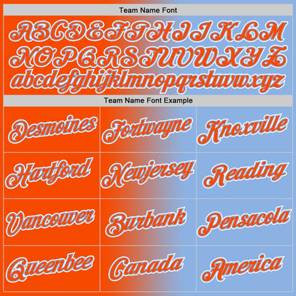 Custom Light Blue Orange-White Gradient Fashion Performance T-Shirt