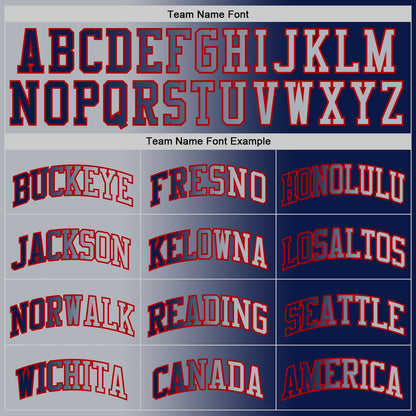 Custom Navy Gray-Red Authentic Gradient Fashion Basketball Jersey