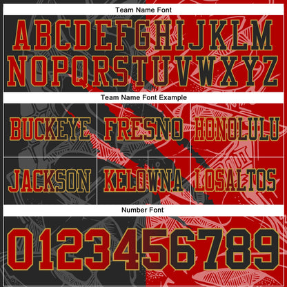 Custom Black Red-Old Gold Authentic Gradient Fashion Scratch Football Jersey