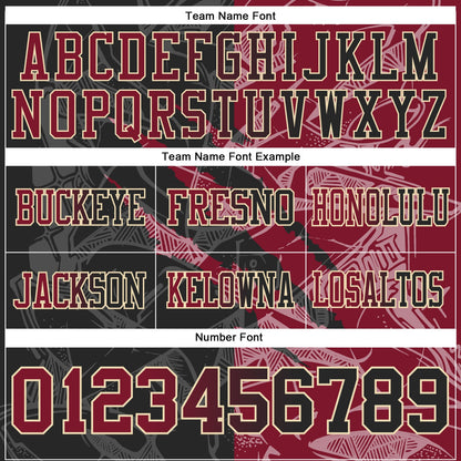 Custom Black Crimson-Cream Authentic Gradient Fashion Scratch Football Jersey