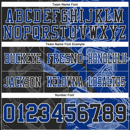Custom Black Royal-White Authentic Gradient Fashion Scratch Football Jersey