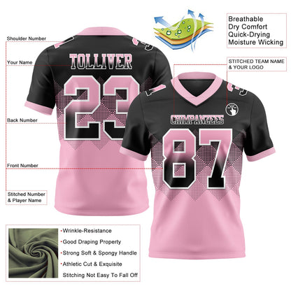 Custom Black Light Pink-White Authentic Gradient Square Shape 7V7 Flag Football Jersey