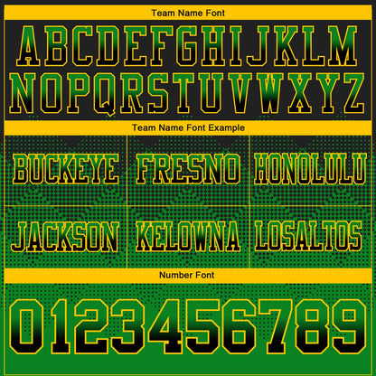 Custom Black Grass Green-Yellow Authentic Gradient Square Shape 7V7 Flag Football Jersey