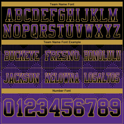 Custom Black Purple-Old Gold Authentic Gradient Square Shape 7V7 Flag Football Jersey