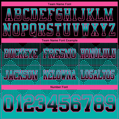 Custom Black Aqua-Pink Authentic Gradient Square Shape 7V7 Flag Football Jersey