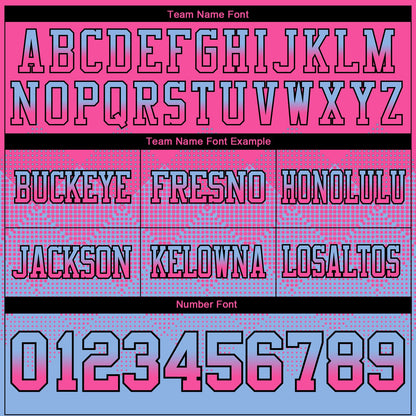 Custom Pink Light Blue-Black Authentic Gradient Square Shape 7V7 Flag Football Jersey
