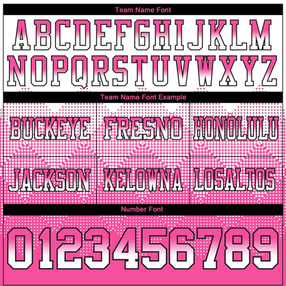 Custom White Pink-Black Authentic Gradient Square Shape 7V7 Flag Football Jersey