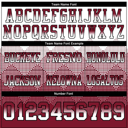 Custom White Crimson-Black Authentic Gradient Square Shape 7V7 Flag Football Jersey