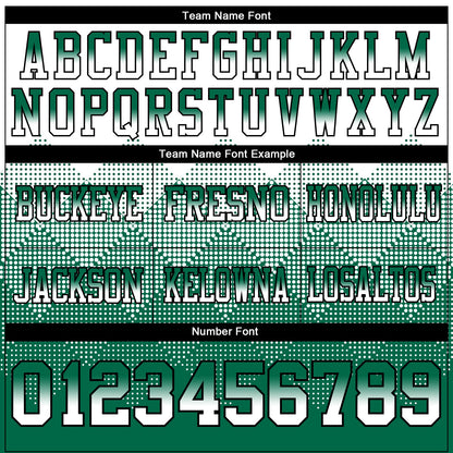 Custom White Kelly Green-Black Authentic Gradient Square Shape 7V7 Flag Football Jersey