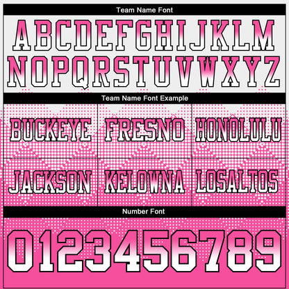 Custom White Hot Pink-Black Authentic Gradient Square Shape 7V7 Flag Football Jersey