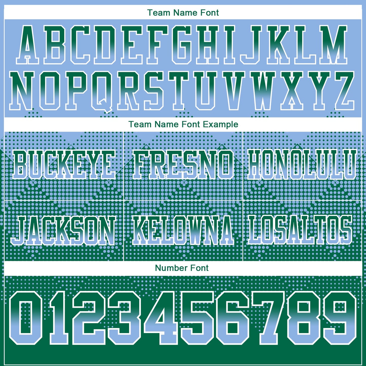 Custom Light Blue Kelly Green-White Authentic Gradient Square Shape 7V7 Flag Football Jersey