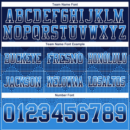 Custom Navy Powder Blue-White Authentic Gradient Square Shape 7V7 Flag Football Jersey