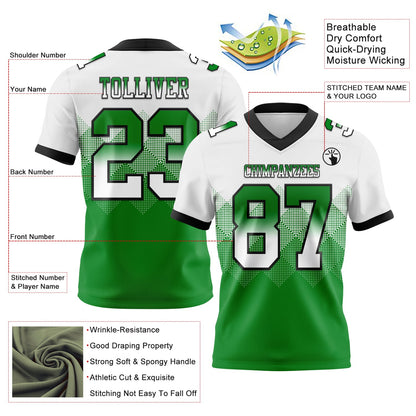 Custom White Grass Green-Black Authentic Gradient Square Shape 7V7 Flag Football Jersey