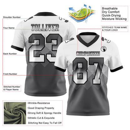 Custom White Steel Gray-Black Authentic Gradient Square Shape 7V7 Flag Football Jersey