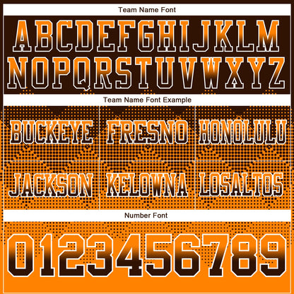 Custom Brown Orange-White Authentic Gradient Square Shape 7V7 Flag Football Jersey