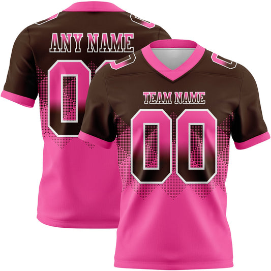 Custom Brown Pink-White Authentic Gradient Square Shape 7V7 Flag Football Jersey