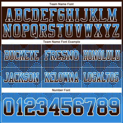 Custom Brown Powder Blue-White Authentic Gradient Square Shape 7V7 Flag Football Jersey