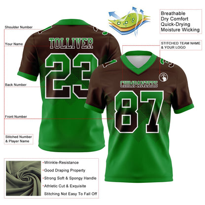 Custom Brown Grass Green-White Authentic Gradient Square Shape 7V7 Flag Football Jersey