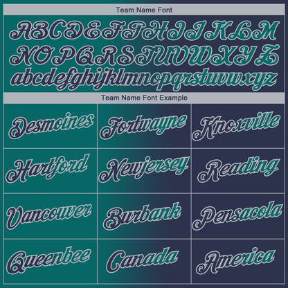 Custom Navy Teal-Gray Gradient Fashion Performance T-Shirt