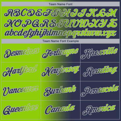 Custom Navy Neon Green-Gray Gradient Fashion Performance T-Shirt