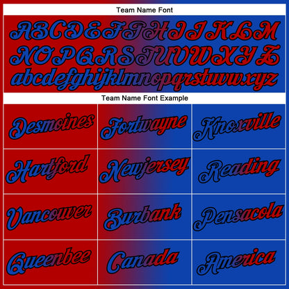 Custom Thunder Blue Red-Black Gradient Fashion Performance T-Shirt