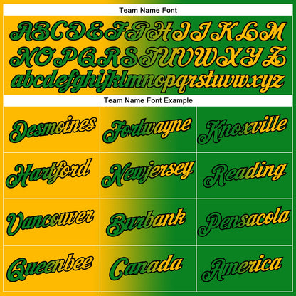 Custom Grass Green Gold-Black Gradient Fashion Performance T-Shirt